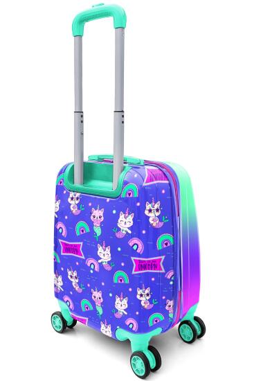 Coral High Kids Su Yeşili Lavanta Unicorn Kedi Desenli Çocuk Valizi 16718 - 9
