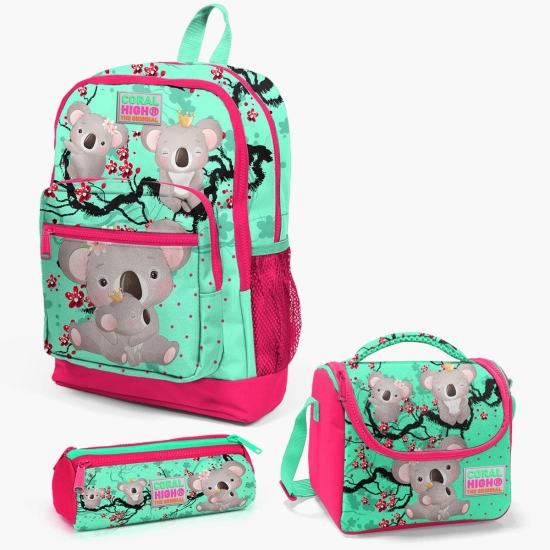 Coral High Kids Su Yeşili Neon Mercan Koala Desenli 3’lü Okul Çanta Seti SET0123713 - 1
