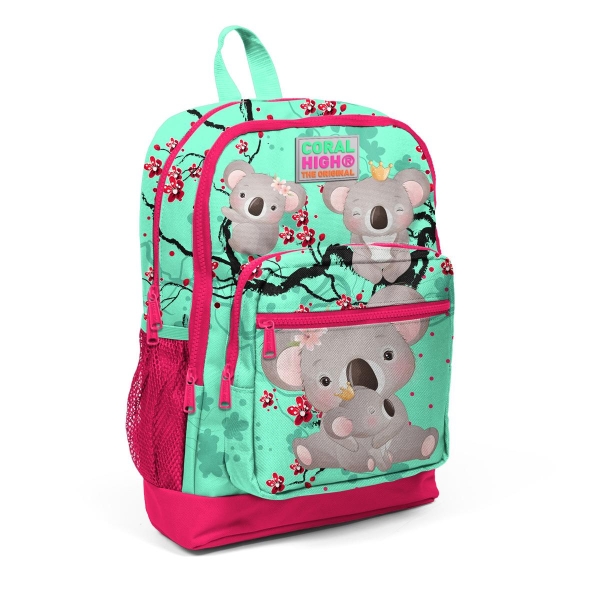 Coral High Kids Su Yeşili Neon Mercan Koala Desenli 3’lü Okul Çanta Seti SET0123713 - 2