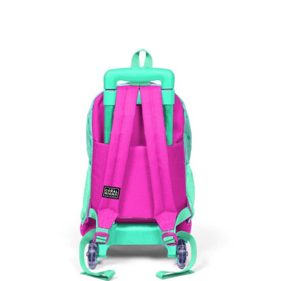 Coral High Kids Su Yeşili Neon Pembe Flamingo Desenli Çekçekli 3'lü Çanta Seti SET0123131 - 5