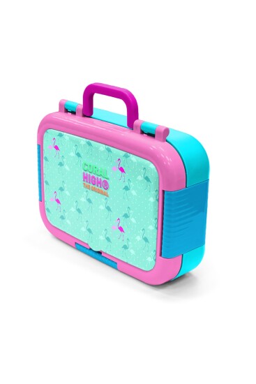 Coral High Kids Su Yeşili Neon Pembe Flamingo Desenli Paslanmaz Çelik Beslenme Kabı 39210 - 4