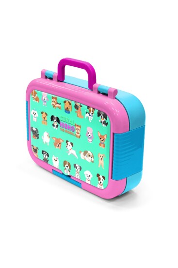Coral High Kids Su Yeşili Neon Pembe Köpek Desenli Paslanmaz Çelik Beslenme Kabı 39217 - 4