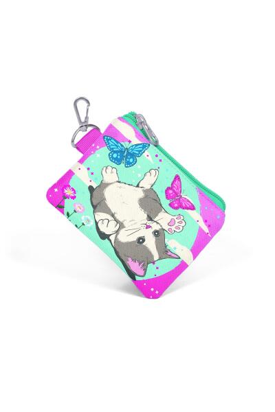 Coral High Kids Su Yeşili Pembe Kedi Desenli Bozuk Para Çantası 21807 - 3