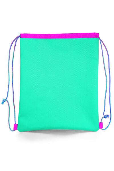Coral High Kids Su Yeşili Pembe Flamingo Desenli İpli Büzgülü Sırt Çantası 22481 - 3