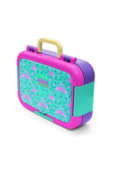 Coral High Kids Su Yeşili Pembe Flamingo Desenli Paslanmaz Çelik Beslenme Kabı 39233 - 4