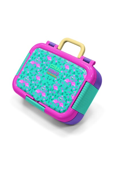 Coral High Kids Su Yeşili Pembe Flamingo Desenli Paslanmaz Çelik Beslenme Kabı 39233 - 1