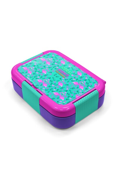 Coral High Kids Su Yeşili Pembe Flamingo Desenli Paslanmaz Çelik Beslenme Kabı 39233 - 2