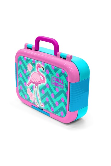 Coral High Kids Su Yeşili Pembe Flamingo Desenli Paslanmaz Çelik Beslenme Kabı 39341 - 4
