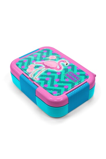 Coral High Kids Su Yeşili Pembe Flamingo Desenli Paslanmaz Çelik Beslenme Kabı 39341 - 2