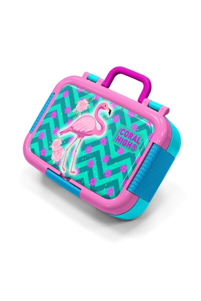 Coral High Kids Su Yeşili Pembe Flamingo Desenli Paslanmaz Çelik Beslenme Kabı 39341 - 1