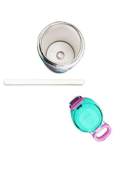 Coral High Kids Su Yeşili Pembe Flamingo Desenli Pipetli ve Direkt İçim Çelik Termos 500 ml 31820 - 7