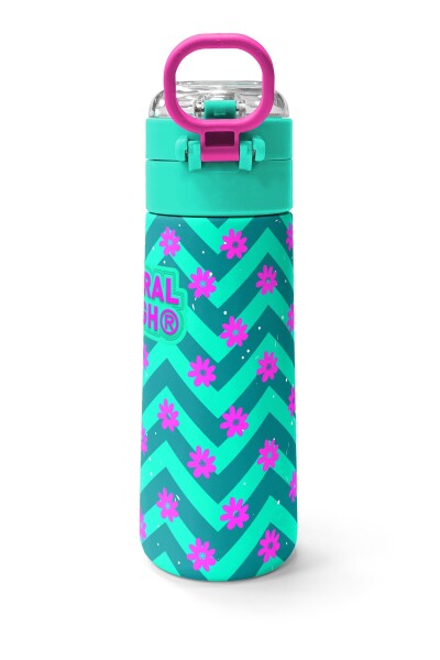 Coral High Kids Su Yeşili Pembe Flamingo Desenli Pipetli ve Direkt İçim Çelik Termos 500 ml 31820 - 4