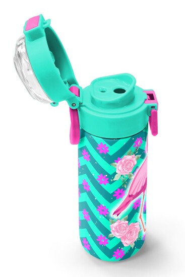 Coral High Kids Su Yeşili Pembe Flamingo Desenli Pipetli ve Direkt İçim Çelik Termos 500 ml 31820 - 6