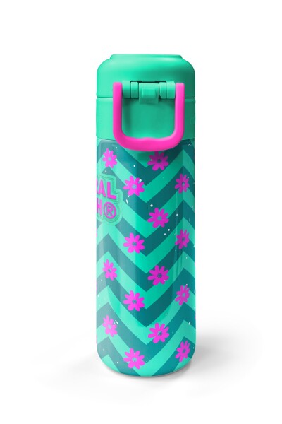 Coral High Kids Su Yeşili Pembe Flamingo Desenli Pipetli ve Direkt İçim Çelik Termos 500 ml 31820 - 7