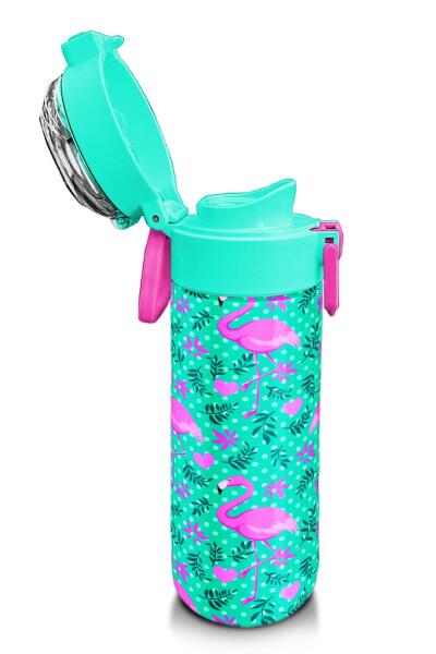 Coral High Kids Su Yeşili Pembe Flamingo Desenli Pipetli ve Direkt İçim Çelik Termos 500 ml 31926 - 6