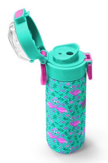 Coral High Kids Su Yeşili Pembe Flamingo Desenli Pipetli ve Direkt İçim Çelik Termos 500 ml 31926 - 6