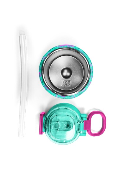 Coral High Kids Su Yeşili Pembe Flamingo Desenli Pipetli ve Direkt İçim Çelik Termos 500 ml 31926 - 7