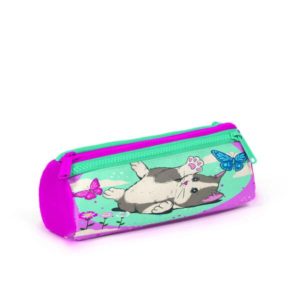 Coral High Kids Su Yeşili Pembe Kedi Desenli Çekçekli 3'lü Çanta Seti SET0123907 - 7
