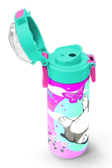 Coral High Kids Su Yeşili Pembe Kedi Desenli Pipetli ve Direkt İçim Çelik Termos 500 ml 31796 - 6
