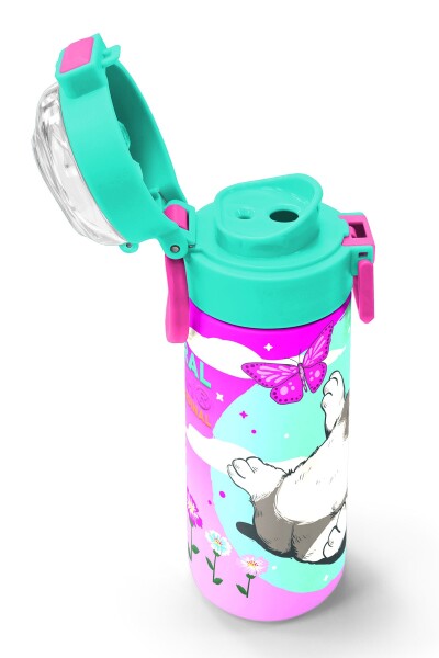 Coral High Kids Su Yeşili Pembe Kedi Desenli Pipetli ve Direkt İçim Çelik Termos 500 ml 31796 - 6