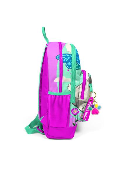 Coral High Kids Su Yeşili Pembe Kedi Desenli Dört Bölmeli USB'li Okul Sırt Çantası 23807 - 6