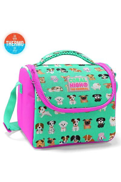 Coral High Kids Su Yeşili Pembe Köpek Desenli Thermo Beslenme Çantası 11715 - 1