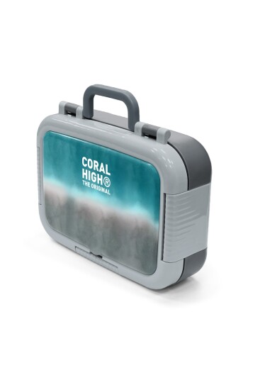 Coral High Kids Turkuaz Gri Batik Desenli Paslanmaz Çelik Beslenme Kabı 39276 - 4