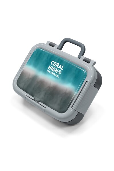 Coral High Kids Turkuaz Gri Batik Desenli Paslanmaz Çelik Beslenme Kabı 39276 - 1