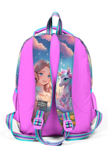 Coral High Kids Turkuaz Pembe Anime Kız Desenli 3’lü Okul Çanta Seti SET0114420 - 5