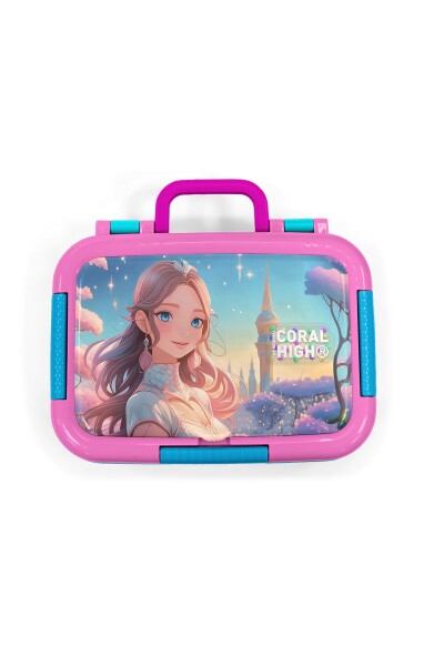 Coral High Kids Turkuaz Pembe Anime Kız Desenli Paslanmaz Çelik Beslenme Kabı 39298 - 5