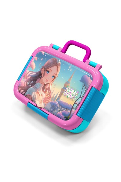 Coral High Kids Turkuaz Pembe Anime Kız Desenli Paslanmaz Çelik Beslenme Kabı 39298 - 1