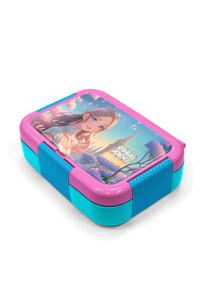 Coral High Kids Turkuaz Pembe Anime Kız Desenli Paslanmaz Çelik Beslenme Kabı 39298 - 2