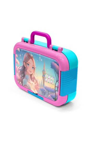 Coral High Kids Turkuaz Pembe Anime Kız Desenli Paslanmaz Çelik Beslenme Kabı 39298 - 4