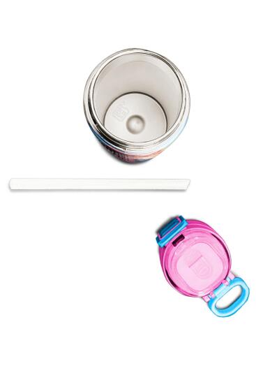 Coral High Kids Turkuaz Pembe Anime Kız Desenli Pipetli ve Direkt İçim Çelik Termos 500 ml 31858 - 7
