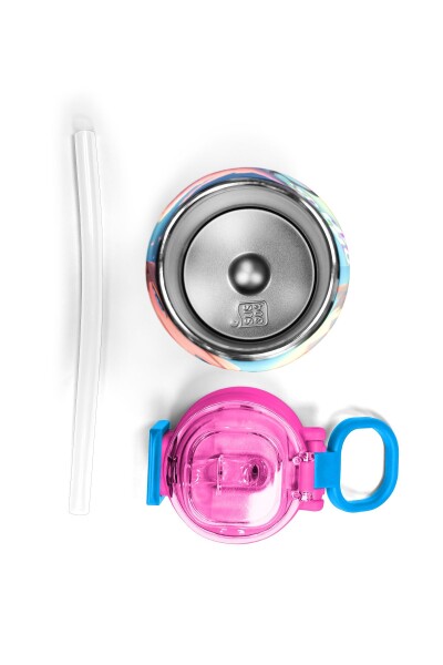 Coral High Kids Turkuaz Pembe Anime Kız Desenli Pipetli ve Direkt İçim Çelik Termos 500 ml 31858 - 7