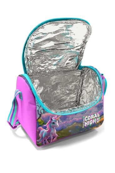 Coral High Kids Turkuaz Pembe Anime Kız Desenli Thermo Beslenme Çantası 12781 - 4