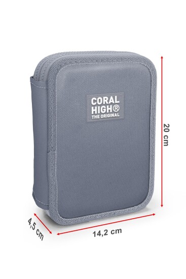 Coral High Kids Turkuaz Pembe Çizgili Desenli Çift Katlı Kalem Çanta 31120 - 5