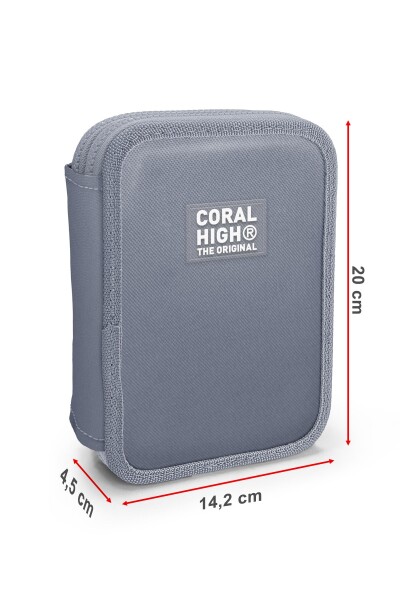 Coral High Kids Turkuaz Pembe Çizgili Desenli Çift Katlı Kalem Çanta 31120 - 5
