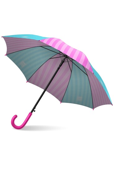 Coral High Kids Turkuaz Pembe Çizgili Desenli Çocuk Şemsiyesi 36120 - 4