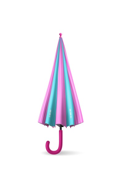 Coral High Kids Turkuaz Pembe Çizgili Desenli Çocuk Şemsiyesi 36120 - 6