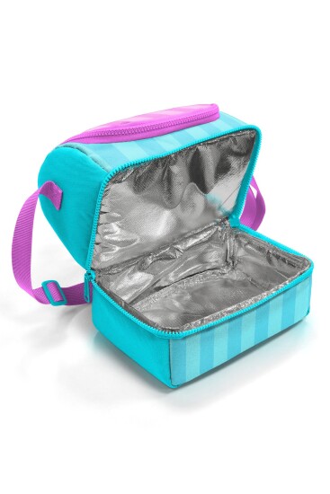 Coral High Kids Turkuaz Pembe Çizgili Desenli Thermo İki Katlı Beslenme Çantası 37213 - 4