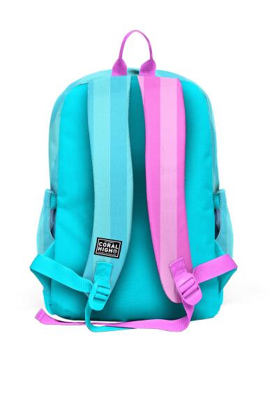 Coral High Kids Turkuaz Pembe Çizgili Dört Bölmeli Okul Sırt Çantası 23771 - 2