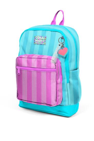 Coral High Kids Turkuaz Pembe Çizgili Dört Bölmeli Okul Sırt Çantası 23771 - 6
