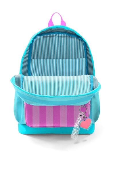 Coral High Kids Turkuaz Pembe Çizgili Dört Bölmeli Okul Sırt Çantası 23771 - 3