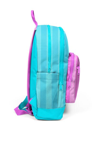 Coral High Kids Turkuaz Pembe Çizgili Dört Bölmeli Okul Sırt Çantası 23771 - 4