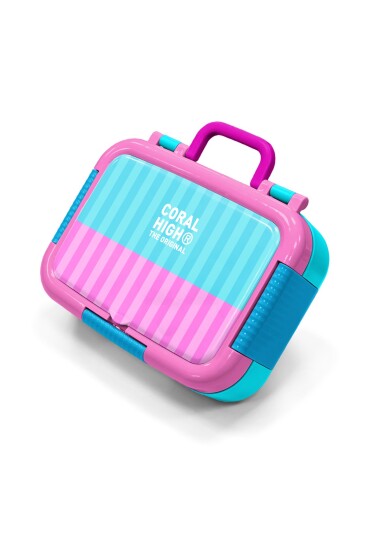 Coral High Kids Turkuaz Pembe Çizgili Paslanmaz Çelik Beslenme Kabı 39279 