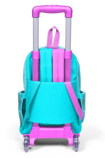 Coral High Kids Turkuaz Pembe Çizgili Üç Bölmeli Çekçekli Okul Sırt Çantası 23971 - 2