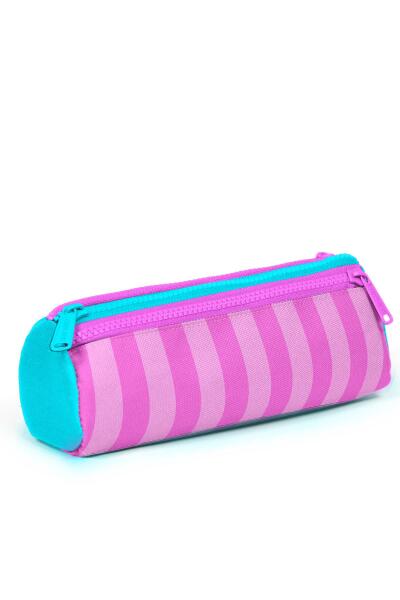 Coral High Kids Turkuaz Pembe Çizgili Üç Bölmeli Kalem Çantası 22087 - 3