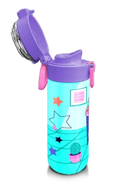 Coral High Kids Turkuaz Pembe Dondurmalı Desenli Pipetli ve Direkt İçim Çelik Termos 500 ml 31952 - 6