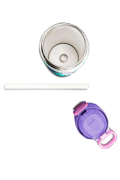 Coral High Kids Turkuaz Pembe Dondurmalı Desenli Pipetli ve Direkt İçim Çelik Termos 500 ml 31952 - 7
